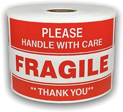 #DL1250 3 x 5 Fragile Handle with Care Thank You Label