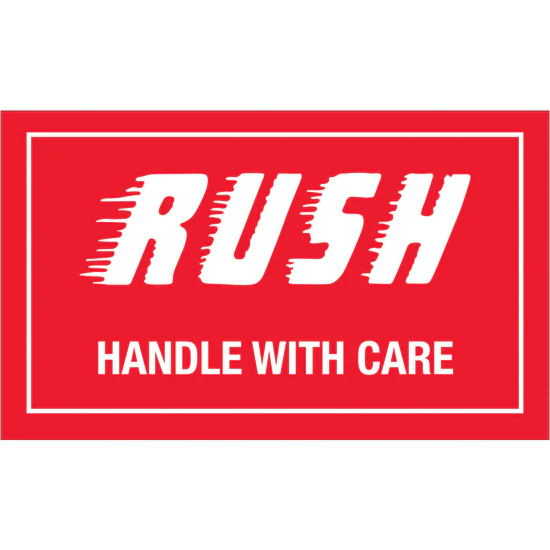 #DL1200 3 x 5&quot; Rush Handle with Care Label