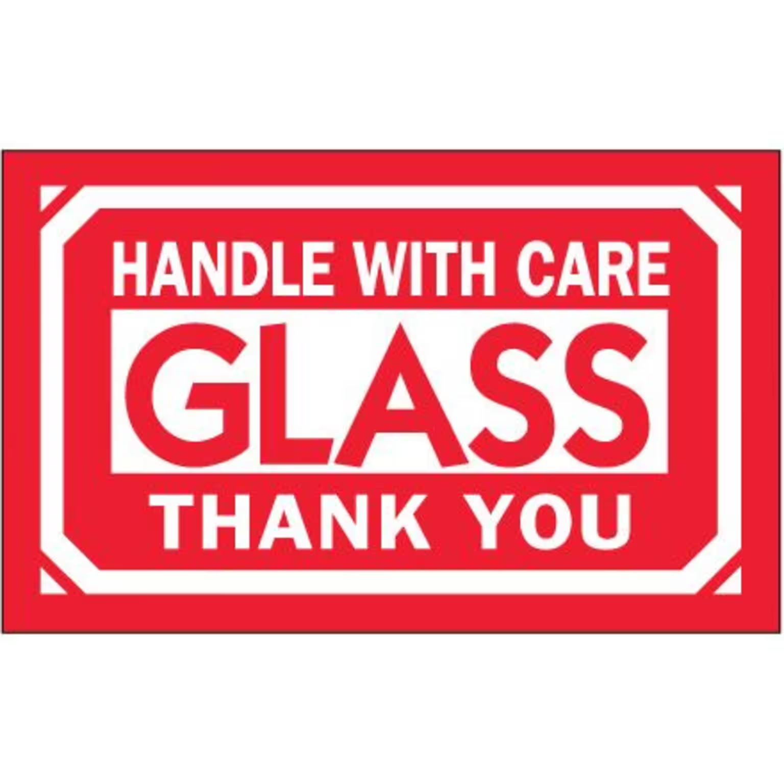 #DL1230 3 x 5&quot; Handle with Care Glass Thank You Label