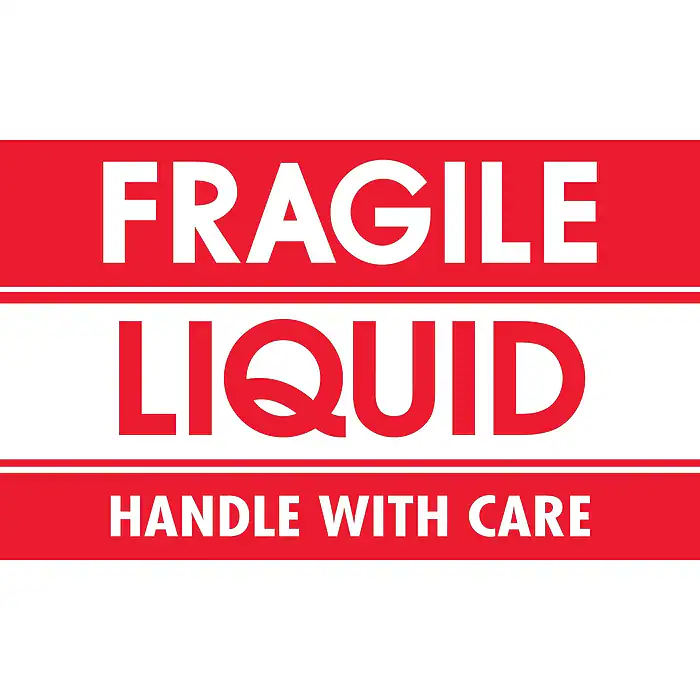 #DL1300 3 x 5&quot; Fragile Liquid Handle with Care Label