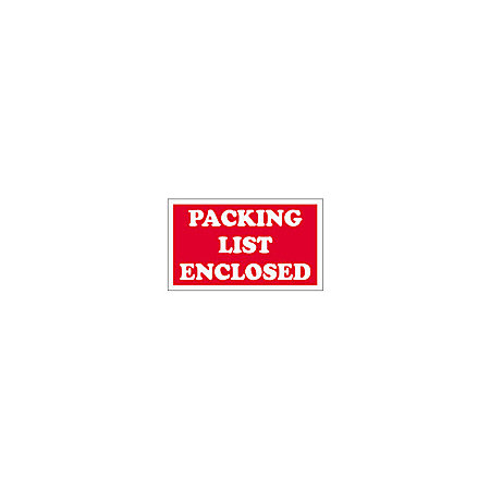 3 x 5&quot; - &quot;Packing List Enclosed&quot; Labels, Red