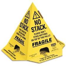 No Stack Pallet Cones 8 x 8 x 10 Yellow/Black Tri-Lingual: