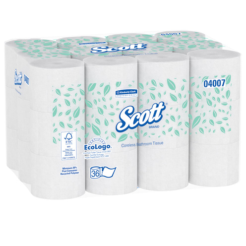 KCC 04007 Roll Coreless, Toilet Tissue, 2-ply, 1000