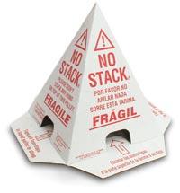 No Stack Pallet Cones 8 x 8 x 10 White/Red Tri-Lingual: