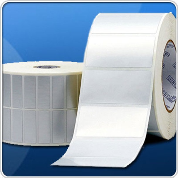 3" X 3" DIE CUT 2 MIL GLOSS WHITE POLYESTER LABEL;